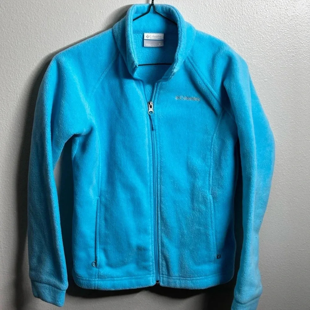 Columbia Girls Kids Winter Blue Full Zip‎ Up Fleece Jacket Size M(10/12).